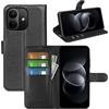 JIUNINE Cover a Libro in Pelle per XIAOMI Redmi Note 17 Pro 5G, Nero | Custodia Portafoglio Antiurto in Pelle Sintetica a Grana Litchi, Portacarte, Chiusura Magnetica, Supporto Regolabile