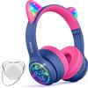 I love e iFecco IFECCO Cuffie Bluetooth per bambini senza fili con custodia, luci LED
