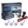 CAR PASSION Kit Sensori di Parcheggio Auto Universali Verniciabili - 4 Sensori Posteriori con Cicalino, Facile da Installare, Manuale in Italiano - Adatti per Auto, Furgoni e Camper (Argentato)