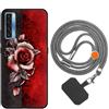 vingarshern Cover Compatibile con TCL 20L Custodia in Silicone Sottile,Case Antiurto e Antigraffio con Motivo+1×Catena/Cordino per Cellulare,Rosa rossa