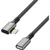 Logilink CUA0111 - Cavo di prolunga USB 3.2 Gen2 di tipo C con supporto PD (PowerDelivery), spina ad angolo di 90°, colore: Nero/Grigio, Lunghezza cavo: 1 m