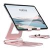 Nulaxy - Supporto doppio pieghevole in alluminio per iPad, per tablet, da tavolo, accessori da ufficio, compatibile con Kindle e dispositivi mobili iPad Pro/Air/Mini, iPhone Pro/Max/Plus, oro rosa