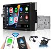 Hikity Autoradio 1 Din Schermo 7 Wireless CarPlay Android Auto Bluetooth | Schermo HD Touchscreen, Mirror Link, Radio FM, USB, TF, AUX, SWC, Retrocamera, MIC