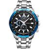 CURREN Orologio da polso da uomo, impermeabile, in acciaio inox, al quarzo, 8023, Blu argento nero, moderno
