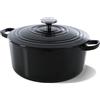 BK British Knights Casseruola BK Bourgogne, pentola per cottura a induzione, pentola in ghisa smaltata con coperchio, adatta al forno e alla lavastoviglie, nera - 28 cm/6,7 L
