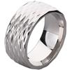 HIJONES Uomo 10mm Irregolare Taglio Rombico Lucido Anello in Acciaio Inox Vintage Band Anelli Gioielli Argento Misura 22