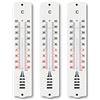 TFA Dostmann Set di 3 termometro interni ed esterni, 95.1032, in metallo, analogico, resistenti alle intemperie, Made in Germany, massima precisione, clima interno, temperatura esterna, bianco