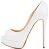 EDEFS Donne Eleganti Platform Pumps 15 cm Tacco a Spillo Slip On comodità Stile Peep Toe per Spose Feste & Glamour in Ufficio Bianco EU36