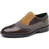 FDCHZQ Scarpe Uomo Eleganti Stringate Casual Bicolore Wingtip Brogue Scarpe Oxford Similpelle Vintage per Abito Festa Matrimonio,Cachi,46 EU