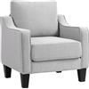 HOMCOM Poltrona Moderna in Tessuto con Imbottitura Spessa e Molle Insacchettate, 77x77x86 cm, Grigio | Aosom Italy