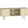 HOMCOM Mobile TV 55" max con 2 Armadietti e 2 Ripiani Aperti, in Legno e Truciolato, 120x34x50 cm, Color Legno | Aosom Italy