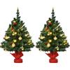 HOMCOM Set 2 Alberi di Natale Ø40x60 cm con 15 Luci a LED, 73 Rami e varie Decorazioni, Verde e Rosso | Aosom Italy