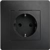 DEBFLEX - Caly - Presa elettrica 2P+T Schuko - Presa a muro tipo F - Plastica + Supporto in metallo - Installazione a incasso - Nero - 74,5 x 74,5 x 39,5 mm