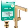 hansgrohe Finoris - Rubinetto per lavabo con push-open, con doccetta estraibile (2 getti), Miscelatore lavabo risparmio idrico (EcoSmart) con altezza bocca 221 mm, bronzo spazzolato, 76063140