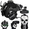 Generic Set Casco Tattico Regolabile 8-in-1 con Modello NVG e Maschera Teschio | Supporto Frontale, Cuffie Comunicazione, Luce Segnaletica, Sacca Contrappeso for Airsoft, Caccia, Training e Paintball