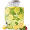 Avilia - Dispenser Bevande in Vetro 8 Litri con Rubinetto in Acciaio e Infusore per Acqua e Succhi, Grande Capacità per Feste ed Eventi, Utilizzo da Tavolo, Design Elegante e Resistente