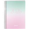 Q Kalon - Agenda 2026 - Vista Settimanale Verticale, Formato A5 (15x21 cm), Planner Multilingue (ESP, ING, FR, DE), Rilegatura ad Anelli, Copertina Cartoncino e Protezione Plastica - Sunset