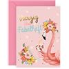 Central 23 Geburtstagskarte zum 40. Geburtstag für Sie - Vierzig und Fabelhaft - Rosa Grußkarte für Mama - Hübsche Geburtstagskarten für Frauen - Flamingo-Design - Mit Aufkleber