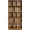 Endingfuny Libreria a 5 livelli, con vano portaoggetti, scaffalatura con vetrina, per ufficio, soggiorno, camera da letto, studio, 80 x 24 x 180 cm, rovere