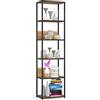 AKORD Libreria Industrial Style a 6 Ripiani 50 cm | Libreria Ferro e Legno | Aperto | Struttura a Scaletta | Scaffali autoportanti per Ufficio, Cucina, Bagni, Soggiorni | Biblioteca Nero/Rovere Craft