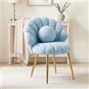 Bonnlo Sedia Trucco in Pile Teddy, Poltrona Conchiglia con Cuscino a Forma di Perla, Poltrocina Camera da Letto Design Elegante e Romantico, Portata 150kg