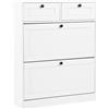 Amveya Scarpiera Salvaspazio Slim Bianca, Mobile Armadio Ingresso Con 2 Ante A Ribalta + 2 Cassetti A Tiro Ripiani Regolabili,Antiribaltamento 16 Paia 80x24x100cm