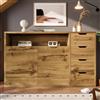 SACOOL Cassettiera da 150 x 40 x 90 cm, effetto rovere, con scomparto aperto, 2 ante, 4 cassetti, ripiani regolabili in altezza, cerniere in metallo a chiusura morbida, protezione antiribaltamento
