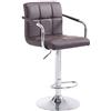 CLP Sgabello Design Lucy In Similpelle I Sedia Sgabello Con Schienale Girevole E Regolabile 63-84 CM I Sedia Bar Con Braccioli Colore marrone Colore del telaio cromo