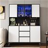 Ktipm Madia Cucina Vetrina con LED, Credenza Alta Per Ristorante Soggiorno