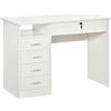 DecHome - Scrivania Ufficio in Legno con 5 Cassetti e 2 Chiavi 110x50x76cm Bianco