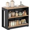 HOMCOM Tavolo Bar con 3 Ripiani 113x60x90 cm Nero e Color Legno