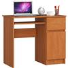 AKORD | Scrivania con Ripiano per Tastiera | Office Desk | Cassetto e Armadietto Sul Lato Destro | Scrittoio per Ufficio | Per Computer PC Laptop | 90x77x50 cm | 30 kg Ontano