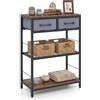 COSTWAY Tavolino Salotto Stretto, Tavolo Consolle da Ingresso con 2 Cassetti in Tessuto e 2 Ripiani Aperti, Comodino Moderno in Legno per Soggiorno, Corridoio e Camera da Letto, 60x30x81 cm (Marrone)