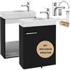 Deftrans Mobile lavabo nero 50 x 70 x 21,3 cm - Mobile da bagno con lavabo e rubinetto, set di mobili da bagno per bagno moderno, pensile, mobile da bagno con lavabo