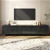 Rosebibi Mobile TV moderno con vano portaoggetti, mobile TV soggiorno, 5 ante, piedini in metallo, in PB, MDF, nero