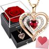 SWEETIME Rosa Stabilizzata Vera,Rosa Eterna Scatola,Rosso Conservata Fiori Box,Regali Romantici per Festa Della Mamma San Valentino Natale Matrimonio Festa del Ringraziamento Anniversario Compleanno Regalo