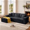 Scisola Divano modulare da 261 cm, divano angolare con funzione letto, a forma di L, senza telaio, con chaise longue, Cloud Couch a 3 posti con 2 portabevande, divani in schiuma per soggiorno, nero