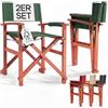 CASARIA® Sedie da Regista x2 Pieghevole Legno di Eucalipto Certificato FSC® Braccioli Tessuto Lavabile Altezza di Seduta 46cm Capacità di Carico fino a 160kg Sedie Giardino Esterno