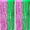G2PLUS Frangia Tende Decorazioni,2PCS Tende Fecorative Rosa e Verde | 1x2m Orpelli e Festoni Lamina Frange per Sfondo Fotografico e Decorazioni Festa Compleanno