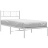 vidaXL Giroletto con Testiera Metallo Bianco 90x190 cm