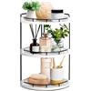 Alytree Organizer da bagno a 3 livelli, vassoio angolare per piano di lavoro e mensola da toeletta, organizer da bagno in legno e portaoggetti per cucina, comò (bianco)