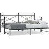 vidaXL Divano Letto Estraibile senza Materasso Nero 90x200 cm Acciaio