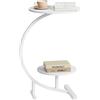 WOLTU Tavolino Salotto con 2 Ripiani, Comodino Rotondo in Legno, Struttura in Metallo, 40x40x66 cm, Stile Moderno, per Soggiorno, Camera da Letto, Bianco