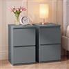 Vida Designs Denver - Set di 2 comodini a 2 cassetti, colore grigio, salvaspazio, 52 x 29,5 x 29,5 cm (altezza x larghezza x profondità), tavolino stretto, minimale, in metallo liscio, comodino
