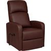 Bricozone Poltrona Relax Elettrica Alzapersona in Ecopelle Marrone Reclinabile con Telecomando Schienale Ergonomico Imbottitura Alta Densità Funzione Letto Design Moderno per Anziani e Casa