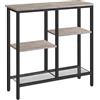 HOOBRO Tavolo Consolle Ingresso, Tavolo da Divano da 75 cm, a 4 Ripiani, Stile Industriale con Ripiani di Rete Metallica, per Ingresso, Soggiorno, Corridoio, Greige e Nero EBG79XG01