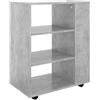 vidaXL Mobiletto con Ruote Grigio Cemento 60x35x75cm Legno Multistrato