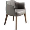 AC ANGEL CERDÁ Angel Cerdá - Sedia Imbottita Sala da Pranzo in Ecopelle Grigio | Sedie Moderne, Design Minimalista ed Elegante | 64 x 56 x 73 cm, Gambe in Legno Color Noce | per Sala da Pranzo e Soggiorno