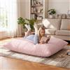NALONE Pouf Poltrona Sacco, 4-in-1 XXXL Pouf a Sacco Puffo per Sedersi Ergonomico in Memory Foam 195 cm, Divano Letto da Pavimento con Rivestimento Peluche Lavabile (Rosa)
