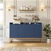 Quiaviank Credenza moderna con 4 ante e 5 ripiani, design senza maniglie per credenza da buffet, armadio da cucina con spazio di archiviazione per soggiorno, sala da pranzo e ingresso, colore: lilla